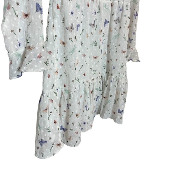 H&M Divided MIDI Butterfly Multi Colored White SZ 10 Feminine Cottagecore Fairy - Picture 8 of 13